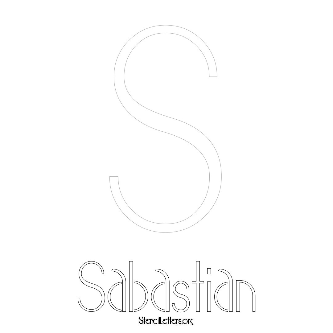Sabastian printable name initial stencil in Art Deco Lettering