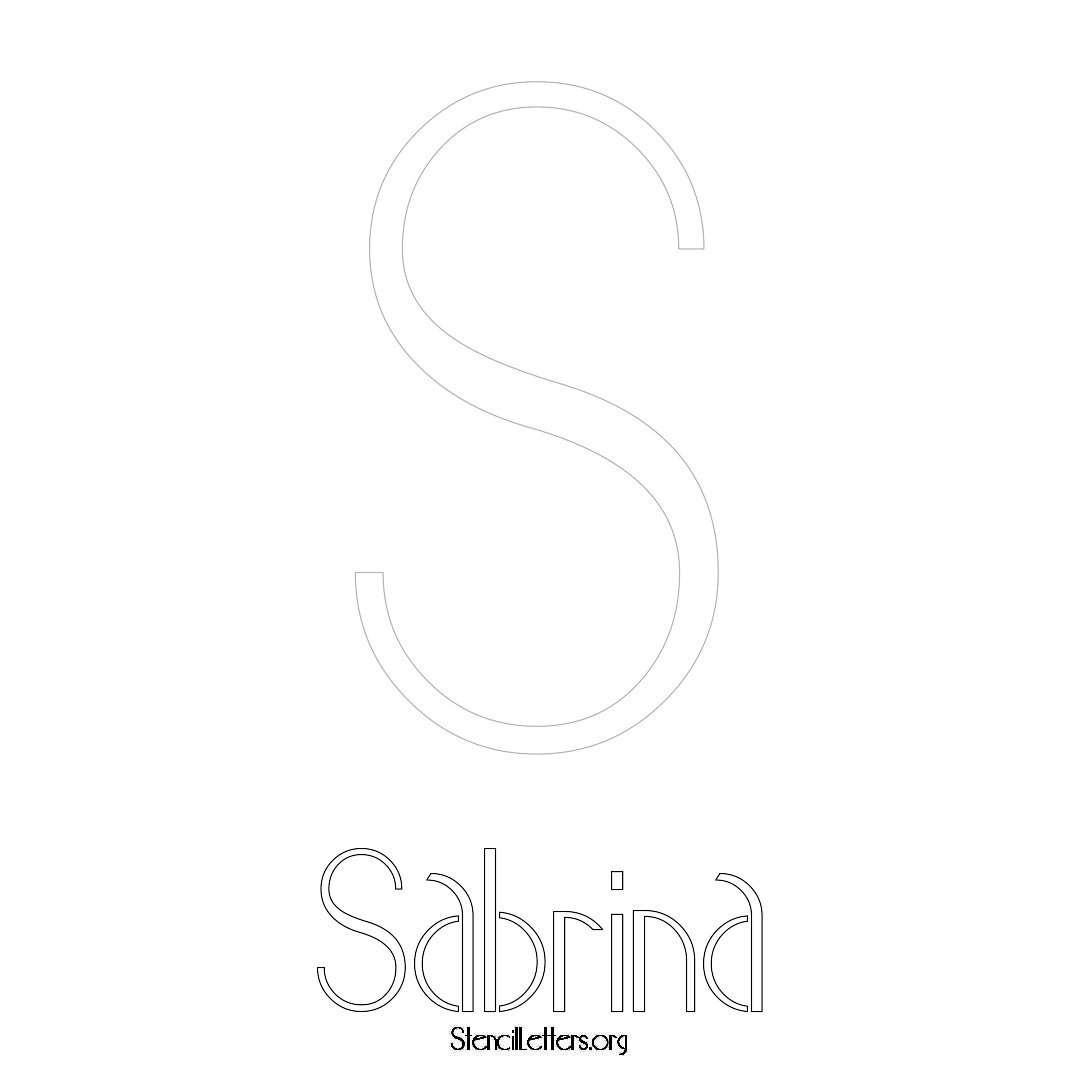 Sabrina printable name initial stencil in Art Deco Lettering