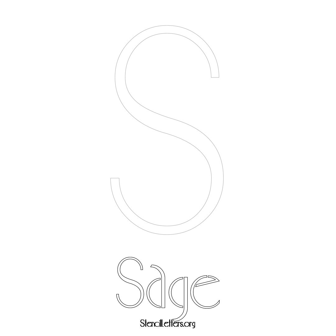Sage printable name initial stencil in Art Deco Lettering