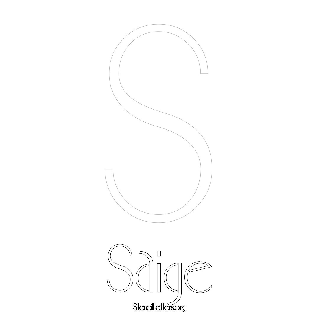 Saige printable name initial stencil in Art Deco Lettering