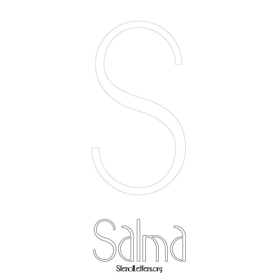 Salma printable name initial stencil in Art Deco Lettering