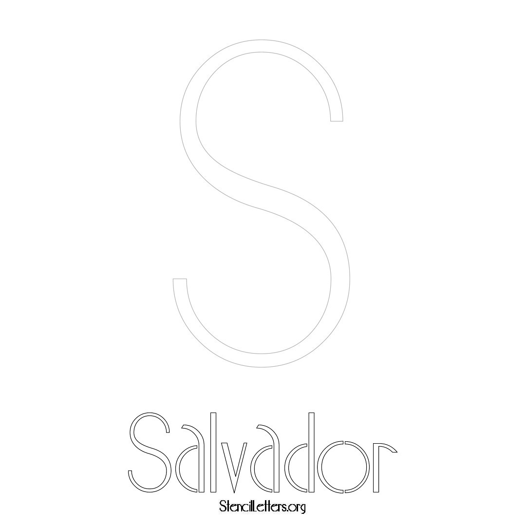 Salvador printable name initial stencil in Art Deco Lettering