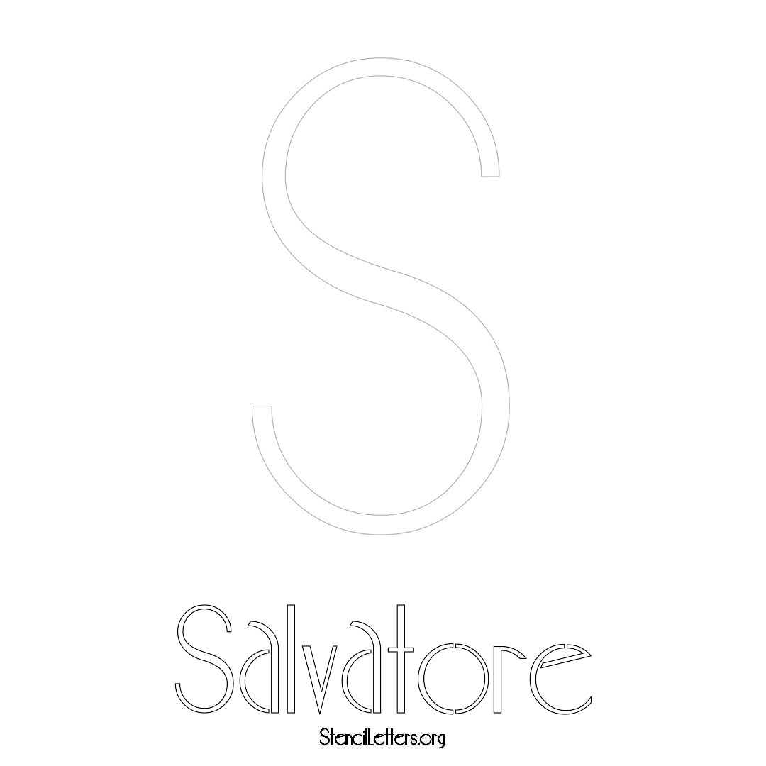 Salvatore printable name initial stencil in Art Deco Lettering