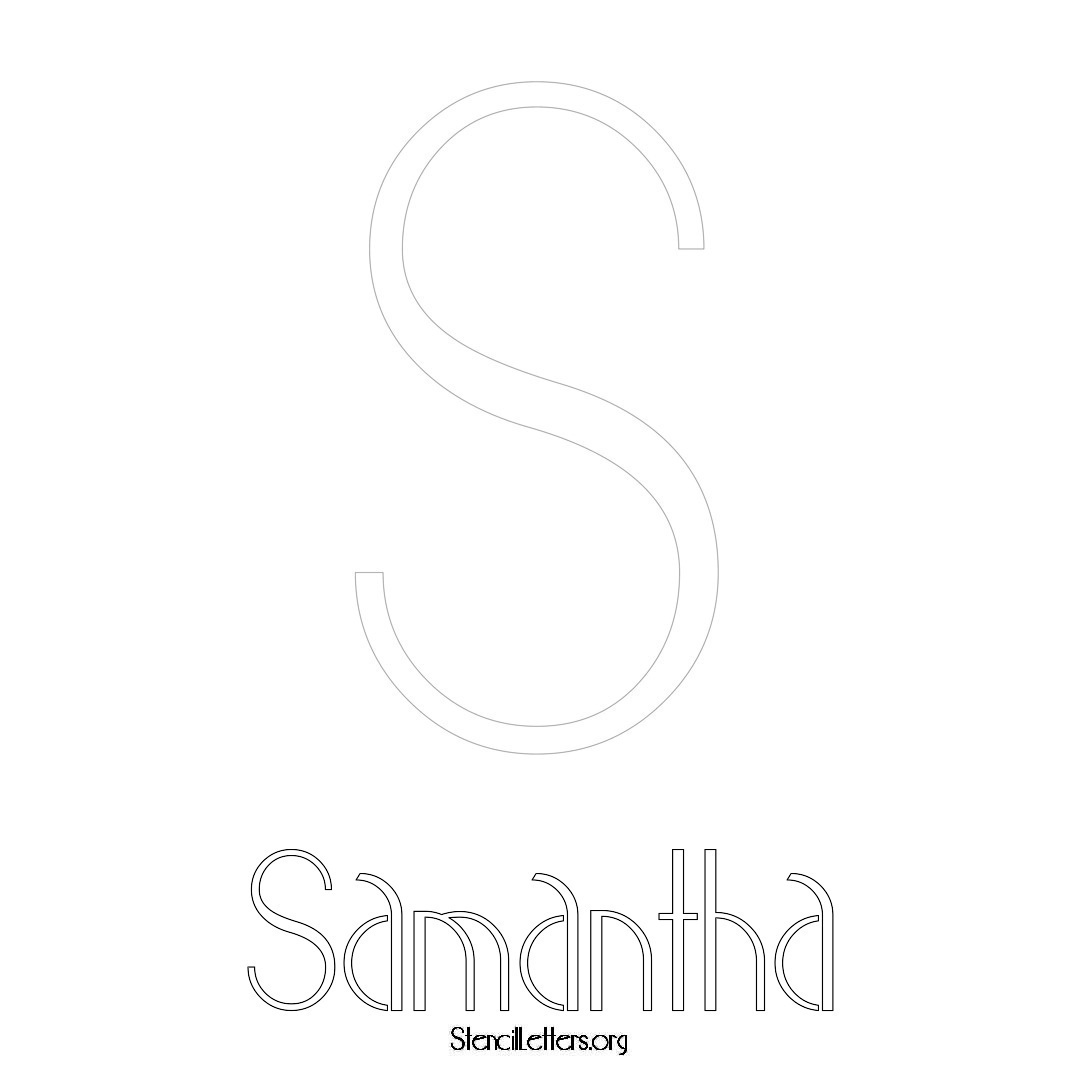 Samantha printable name initial stencil in Art Deco Lettering