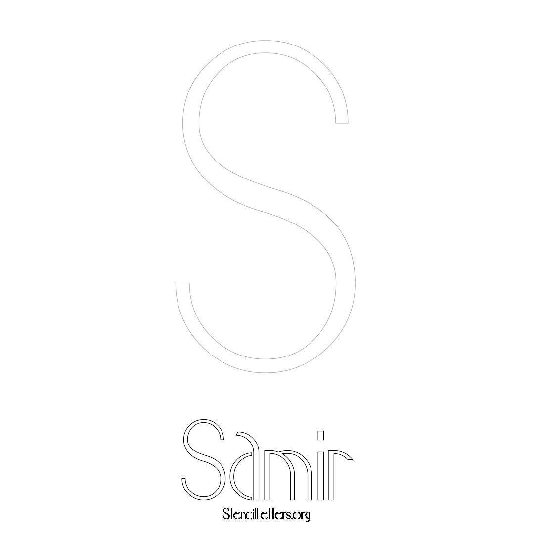 Samir printable name initial stencil in Art Deco Lettering