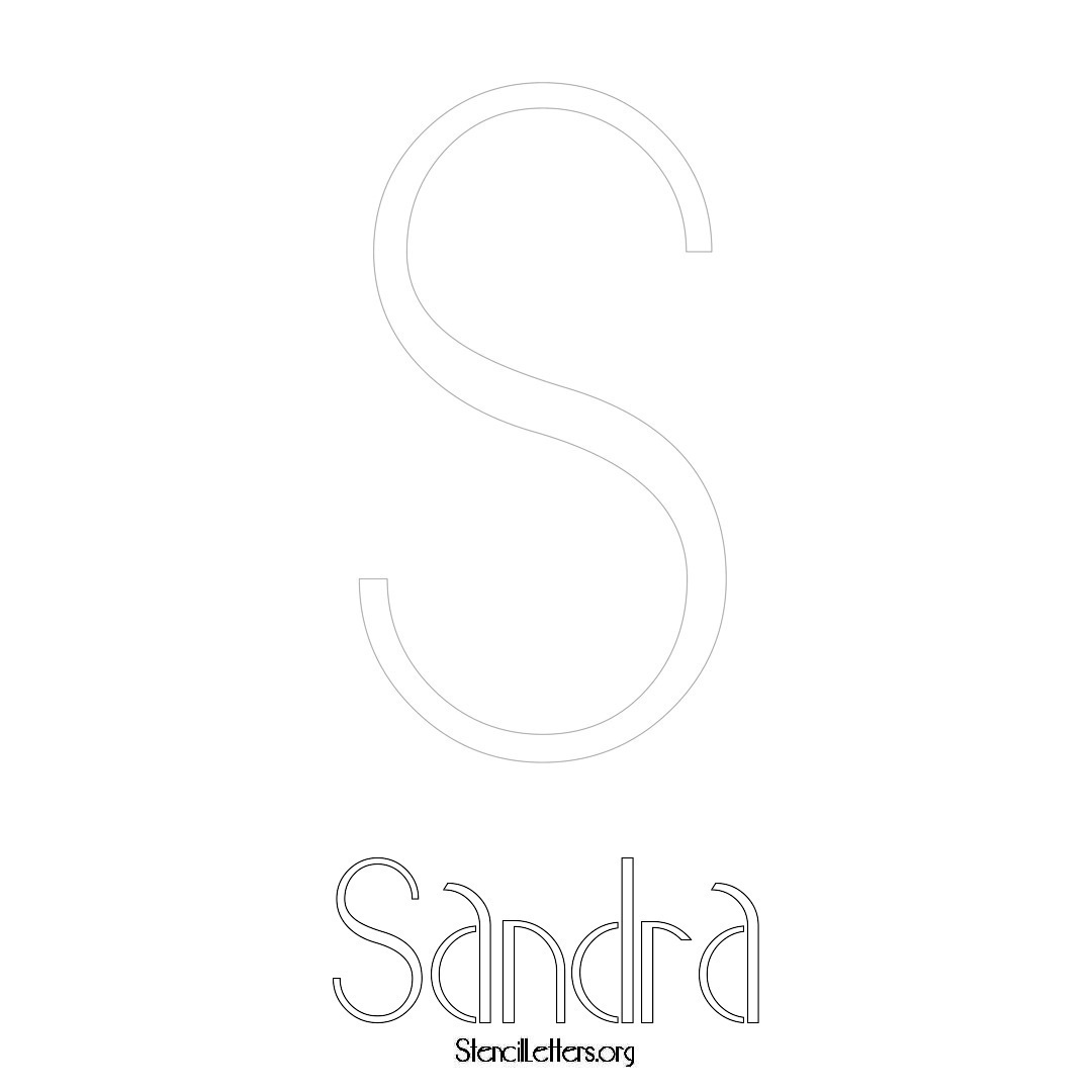 Sandra printable name initial stencil in Art Deco Lettering