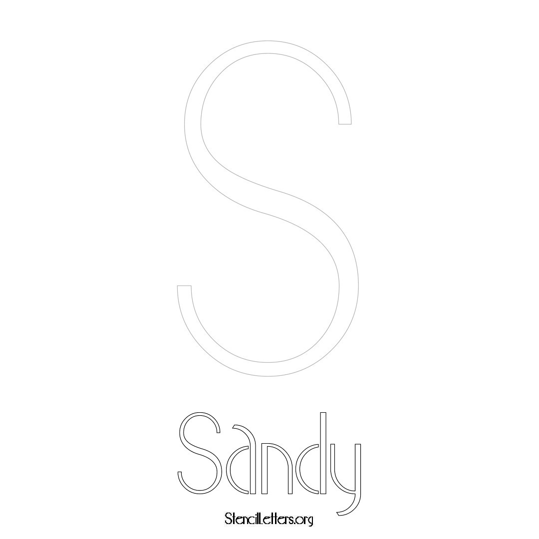 Sandy printable name initial stencil in Art Deco Lettering