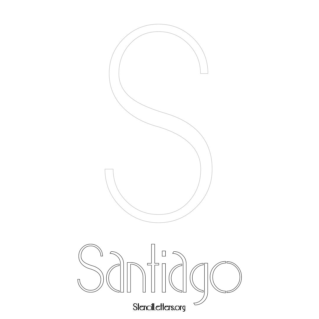 Santiago printable name initial stencil in Art Deco Lettering
