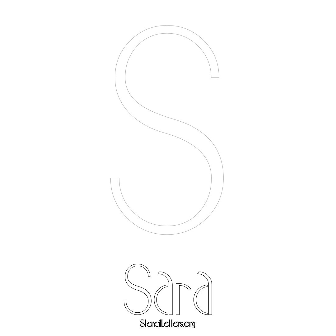 Sara printable name initial stencil in Art Deco Lettering