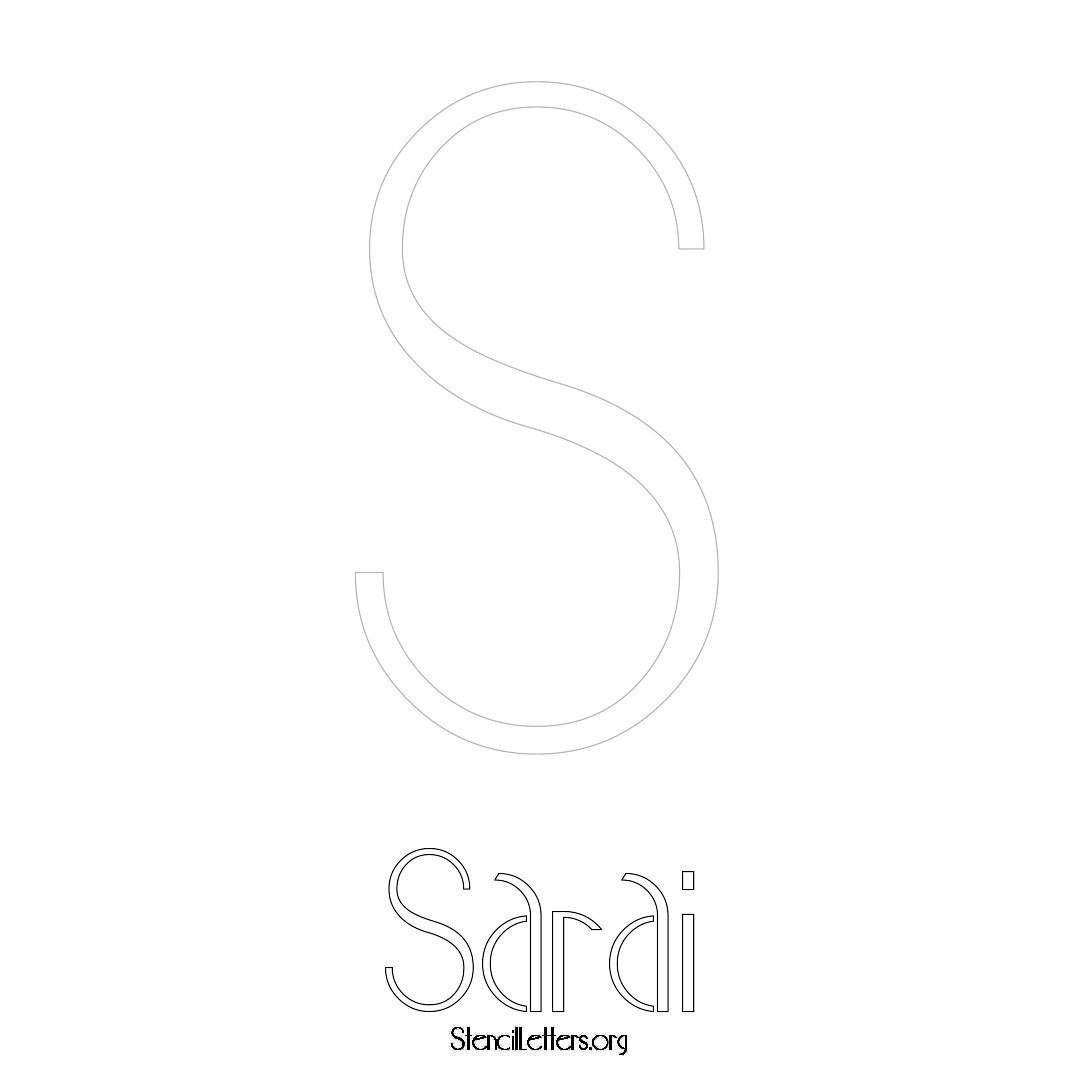 Sarai printable name initial stencil in Art Deco Lettering