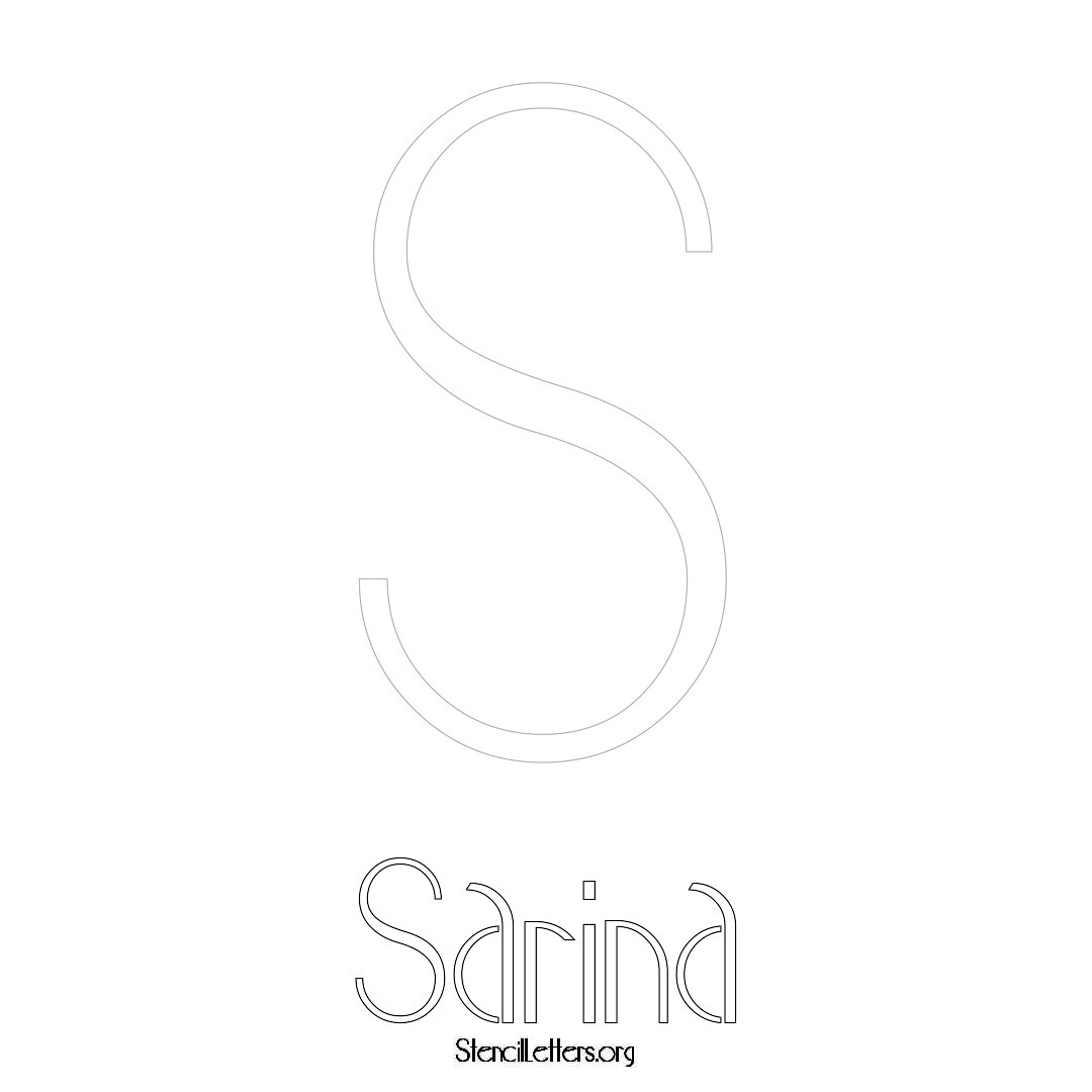 Sarina printable name initial stencil in Art Deco Lettering