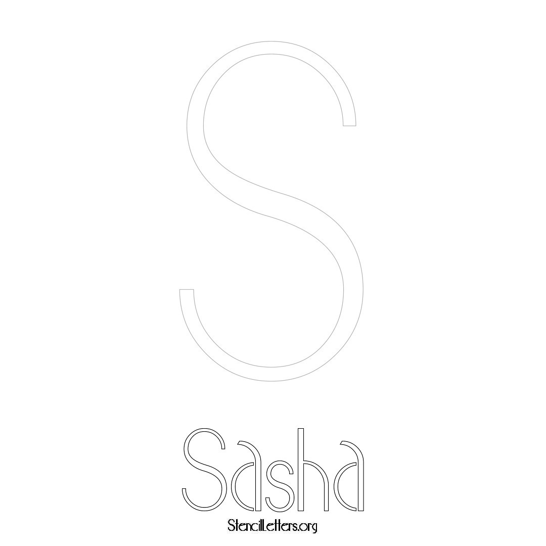 Sasha printable name initial stencil in Art Deco Lettering