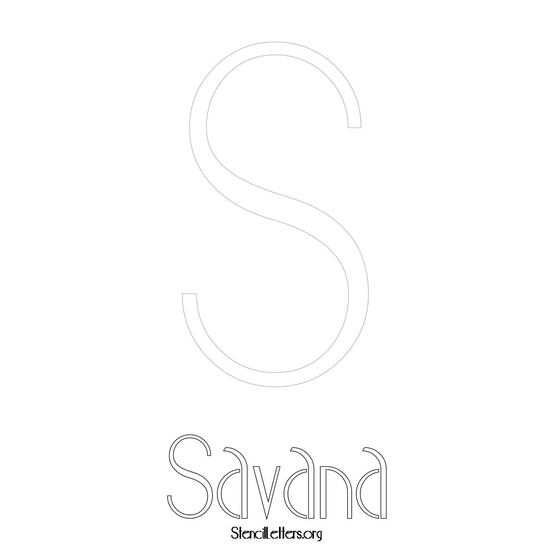 Savana printable name initial stencil in Art Deco Lettering