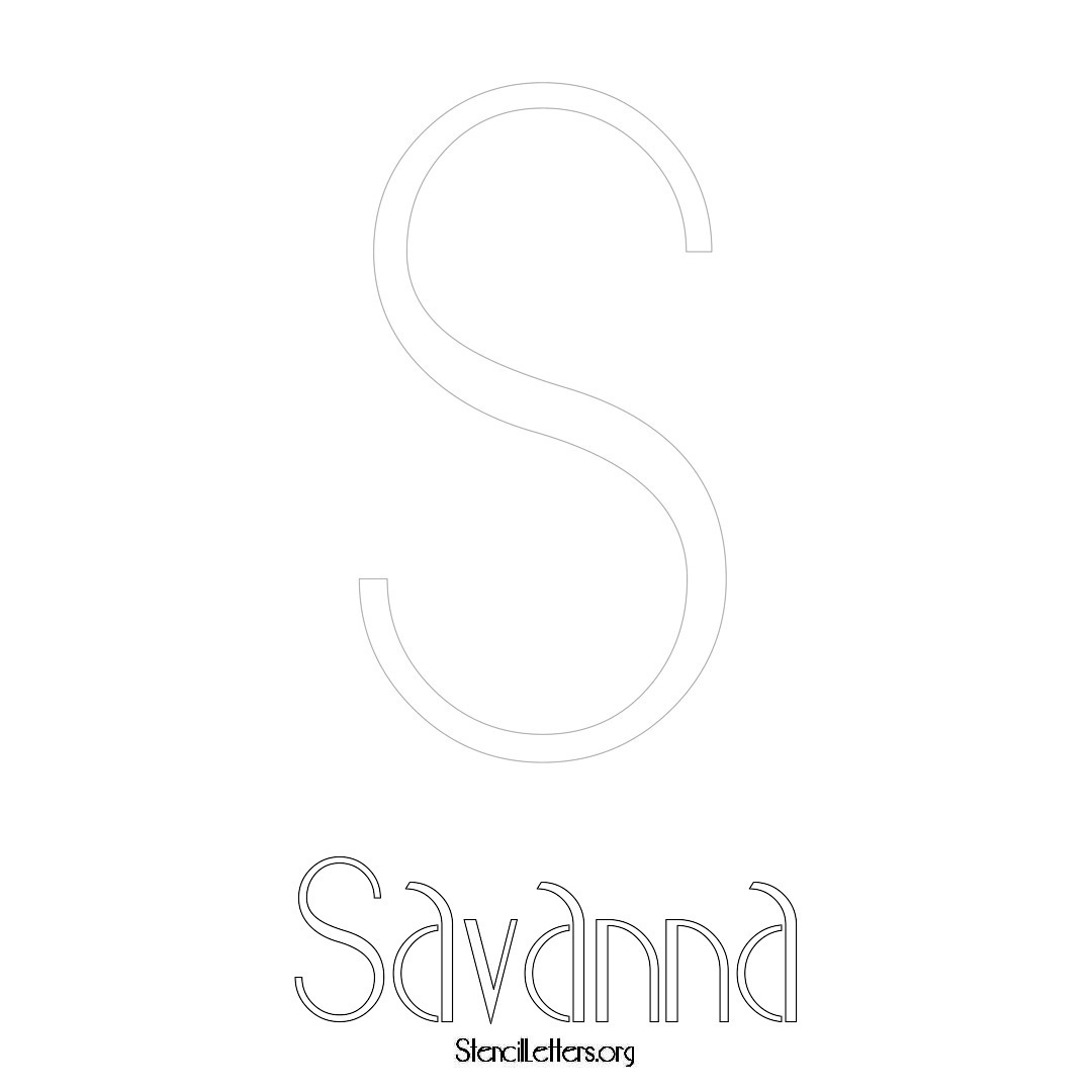 Savanna printable name initial stencil in Art Deco Lettering