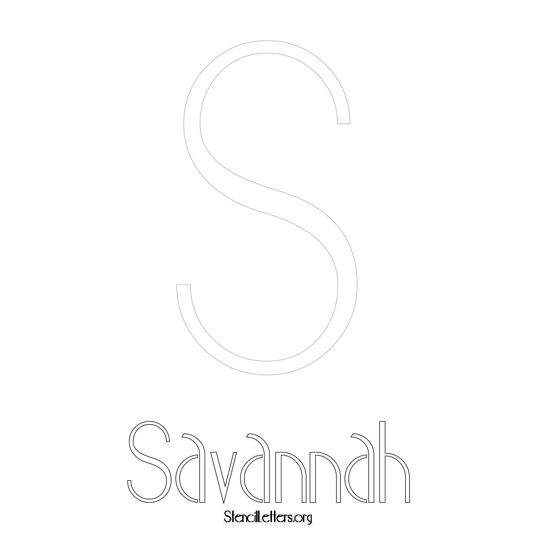 Savannah printable name initial stencil in Art Deco Lettering