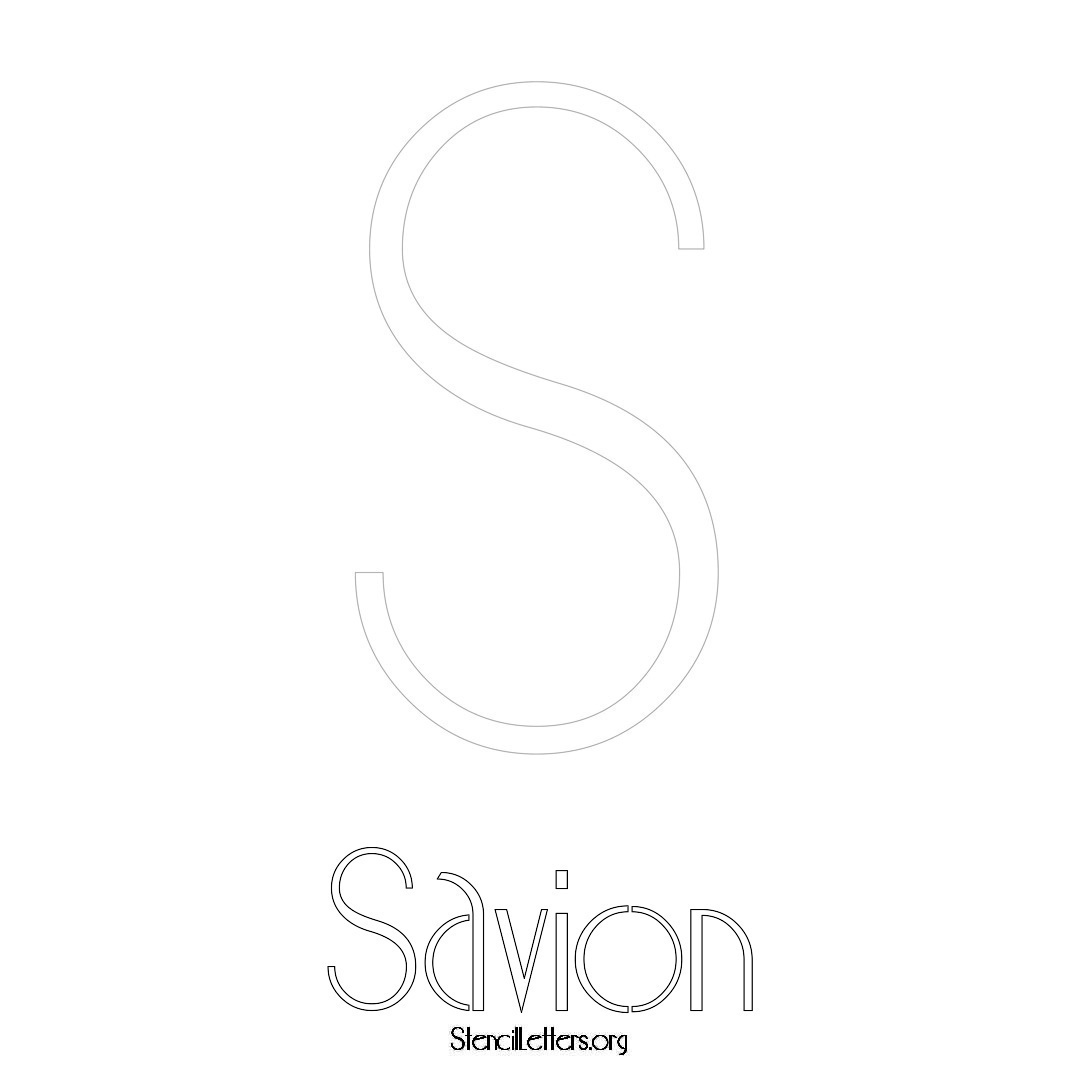 Savion printable name initial stencil in Art Deco Lettering