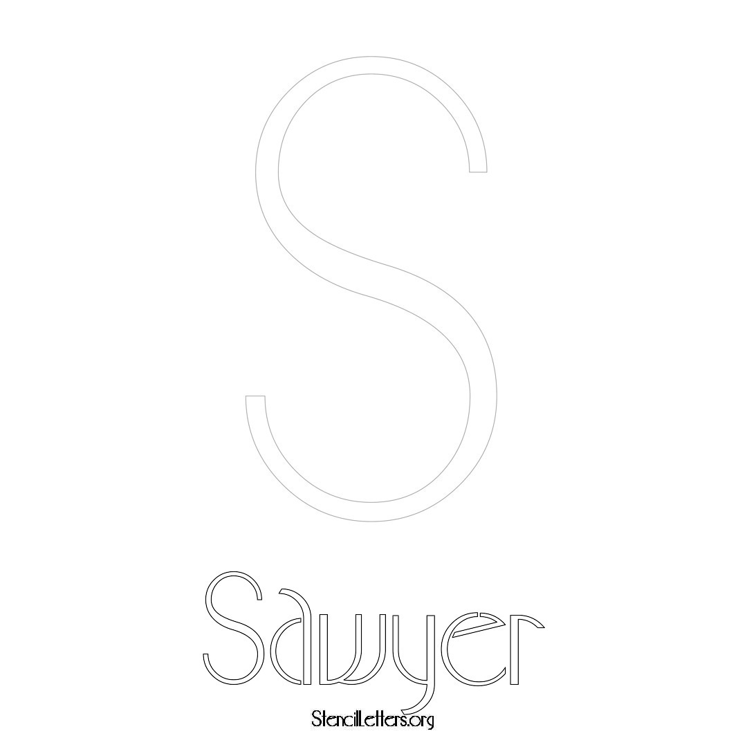 Sawyer printable name initial stencil in Art Deco Lettering