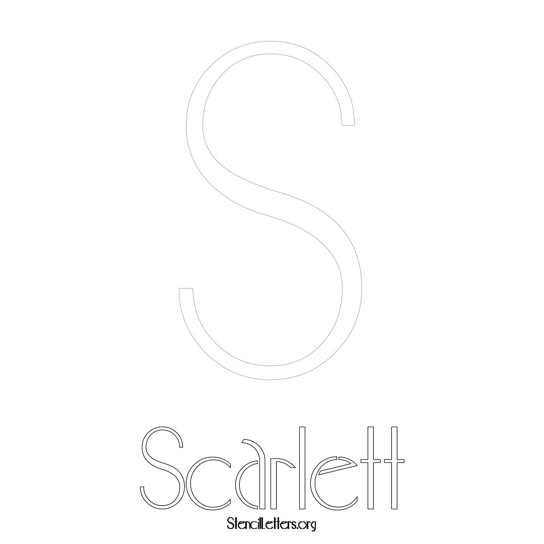 Scarlett printable name initial stencil in Art Deco Lettering