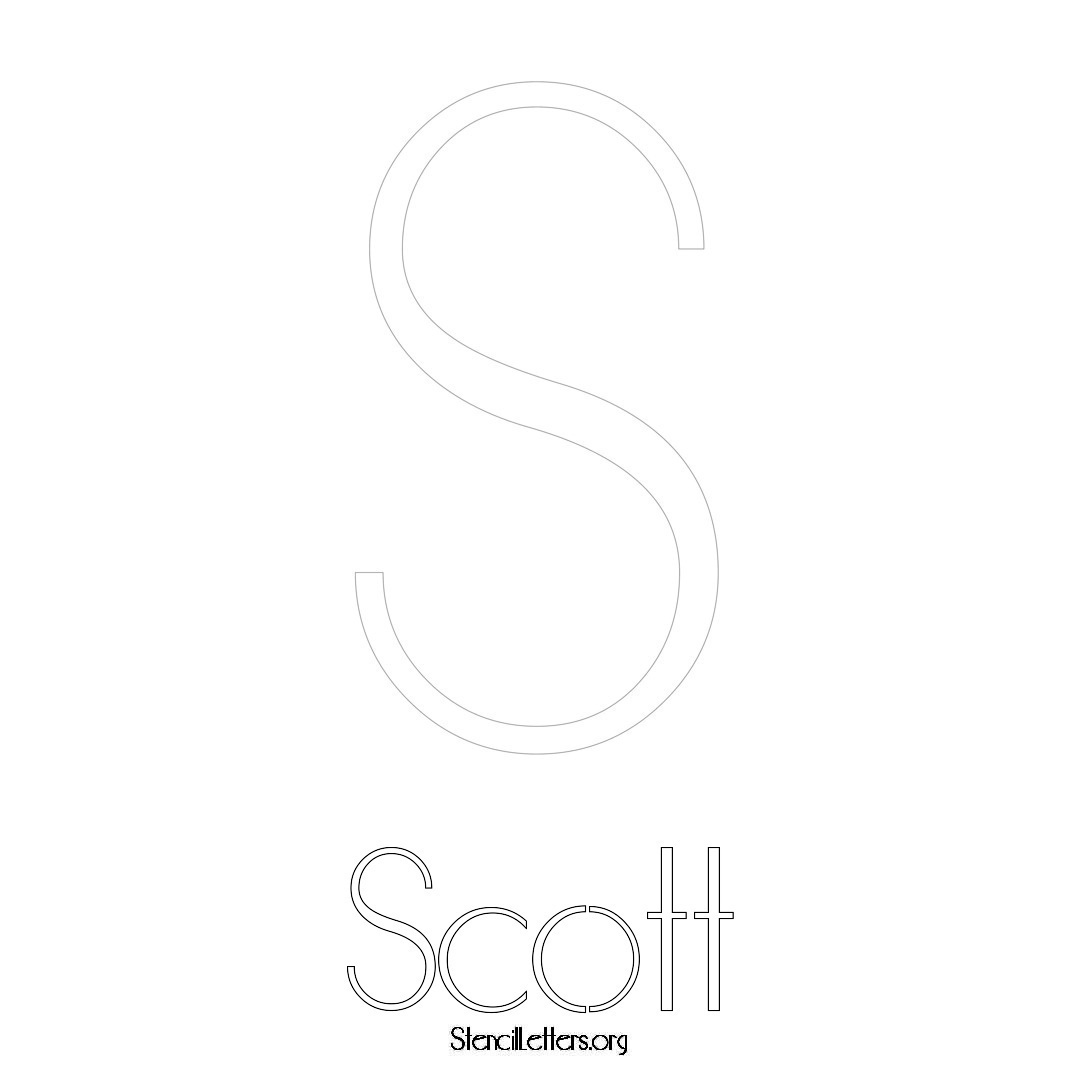 Scott printable name initial stencil in Art Deco Lettering