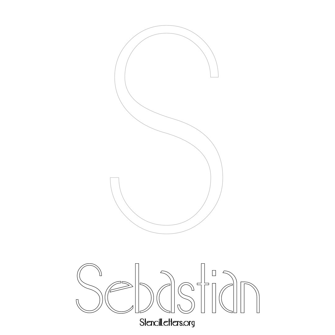 Sebastian printable name initial stencil in Art Deco Lettering