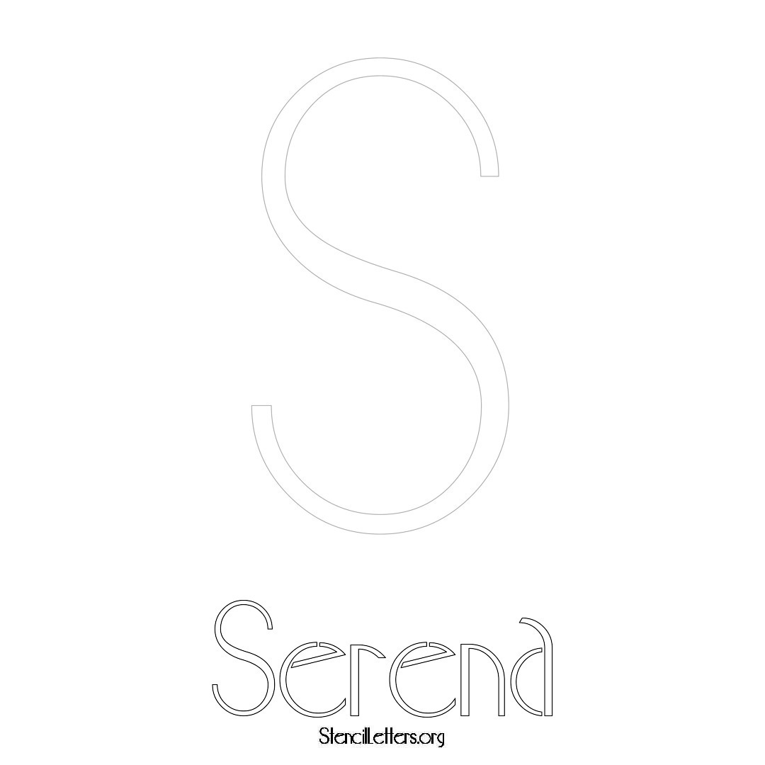 Serena printable name initial stencil in Art Deco Lettering