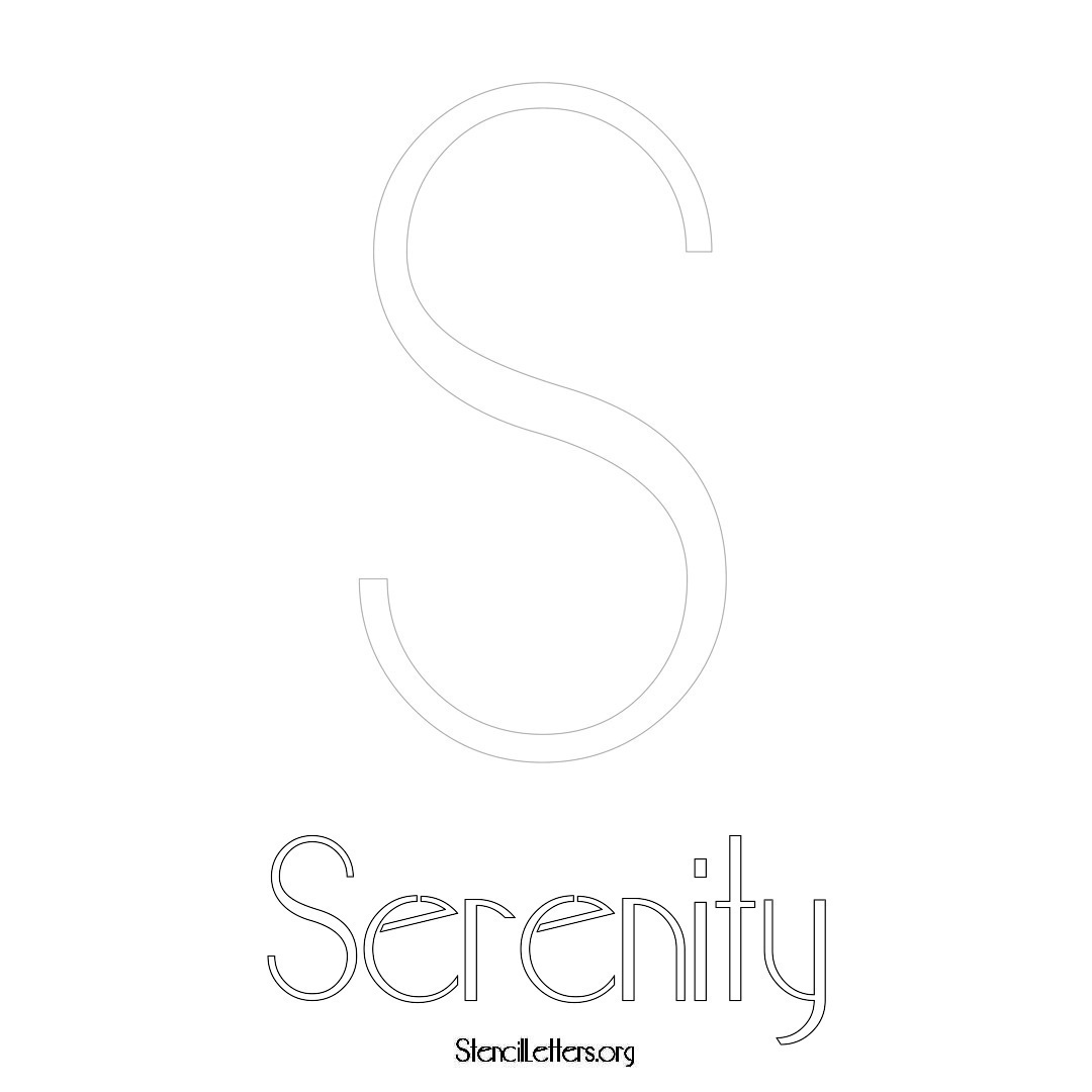 Serenity printable name initial stencil in Art Deco Lettering