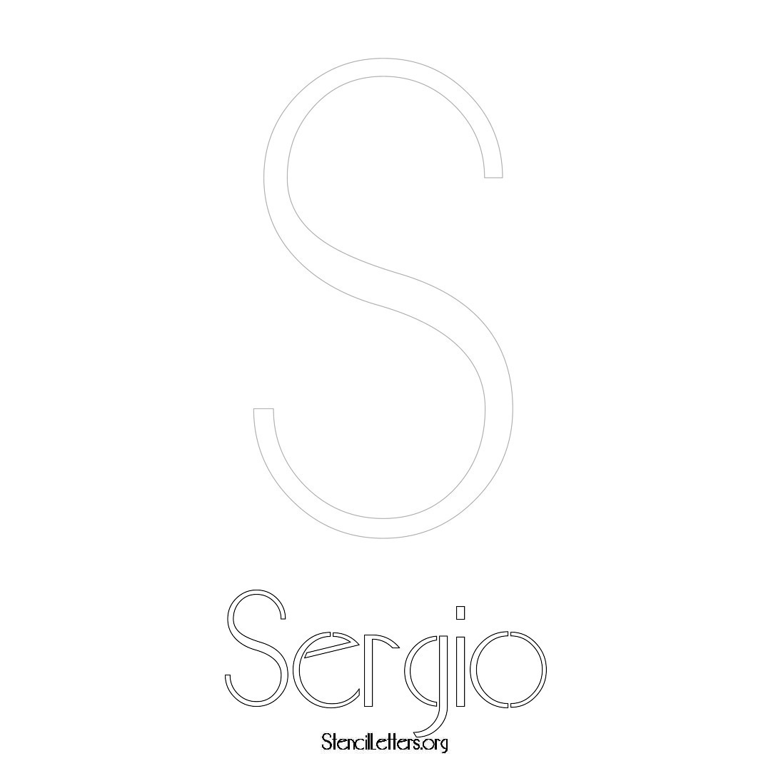 Sergio printable name initial stencil in Art Deco Lettering