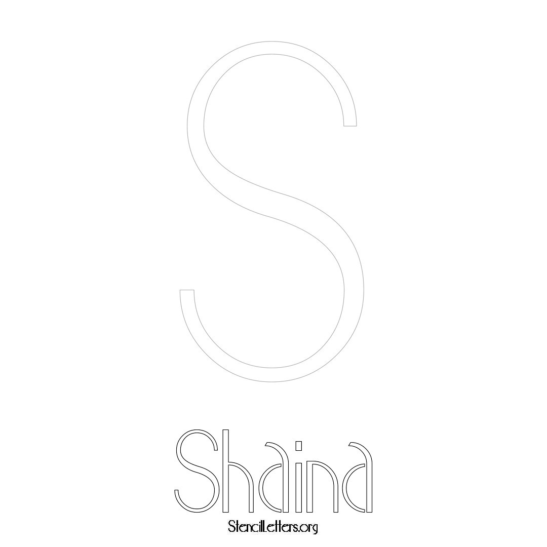 Shaina printable name initial stencil in Art Deco Lettering