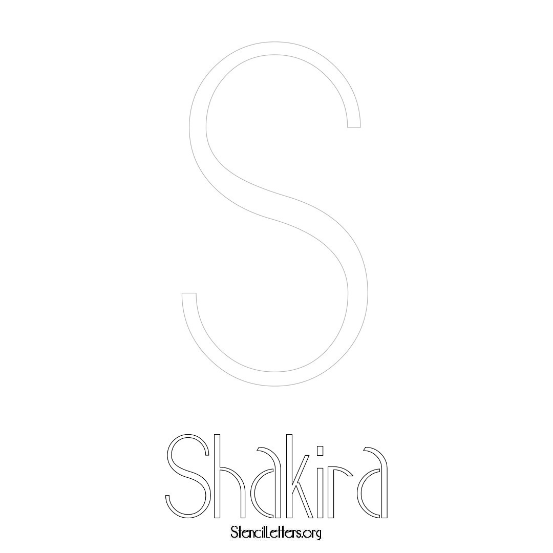 Shakira printable name initial stencil in Art Deco Lettering