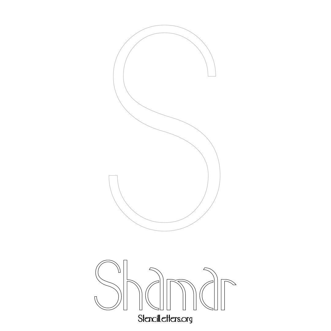 Shamar printable name initial stencil in Art Deco Lettering