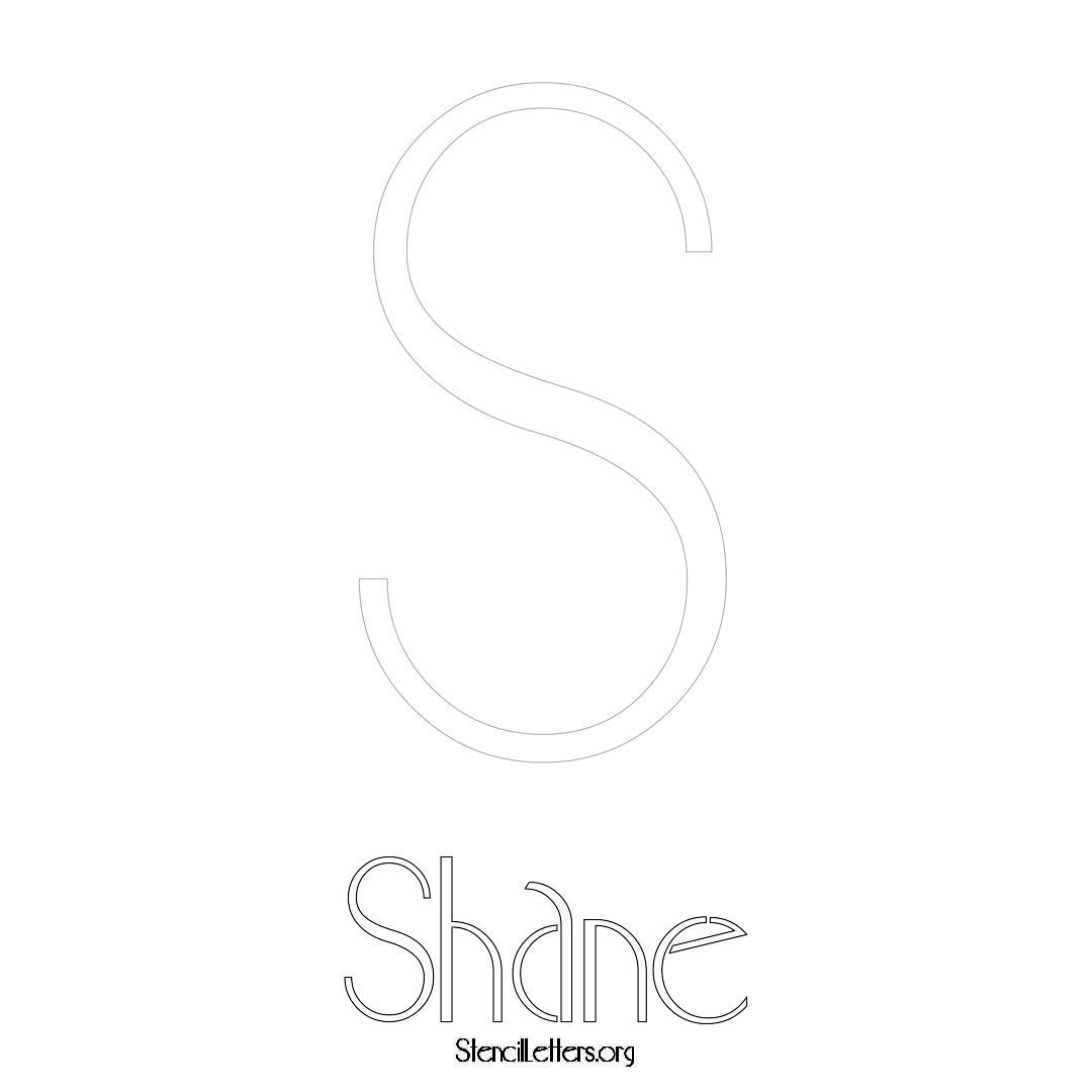 Shane printable name initial stencil in Art Deco Lettering