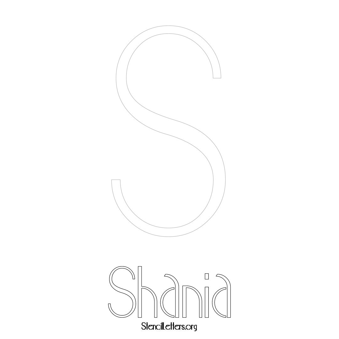 Shania printable name initial stencil in Art Deco Lettering