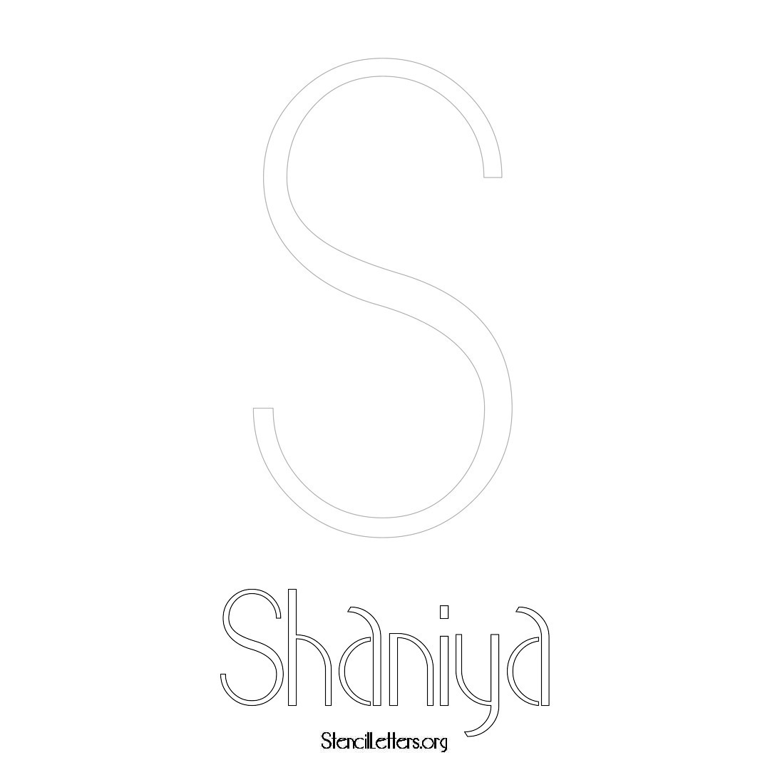 Shaniya printable name initial stencil in Art Deco Lettering