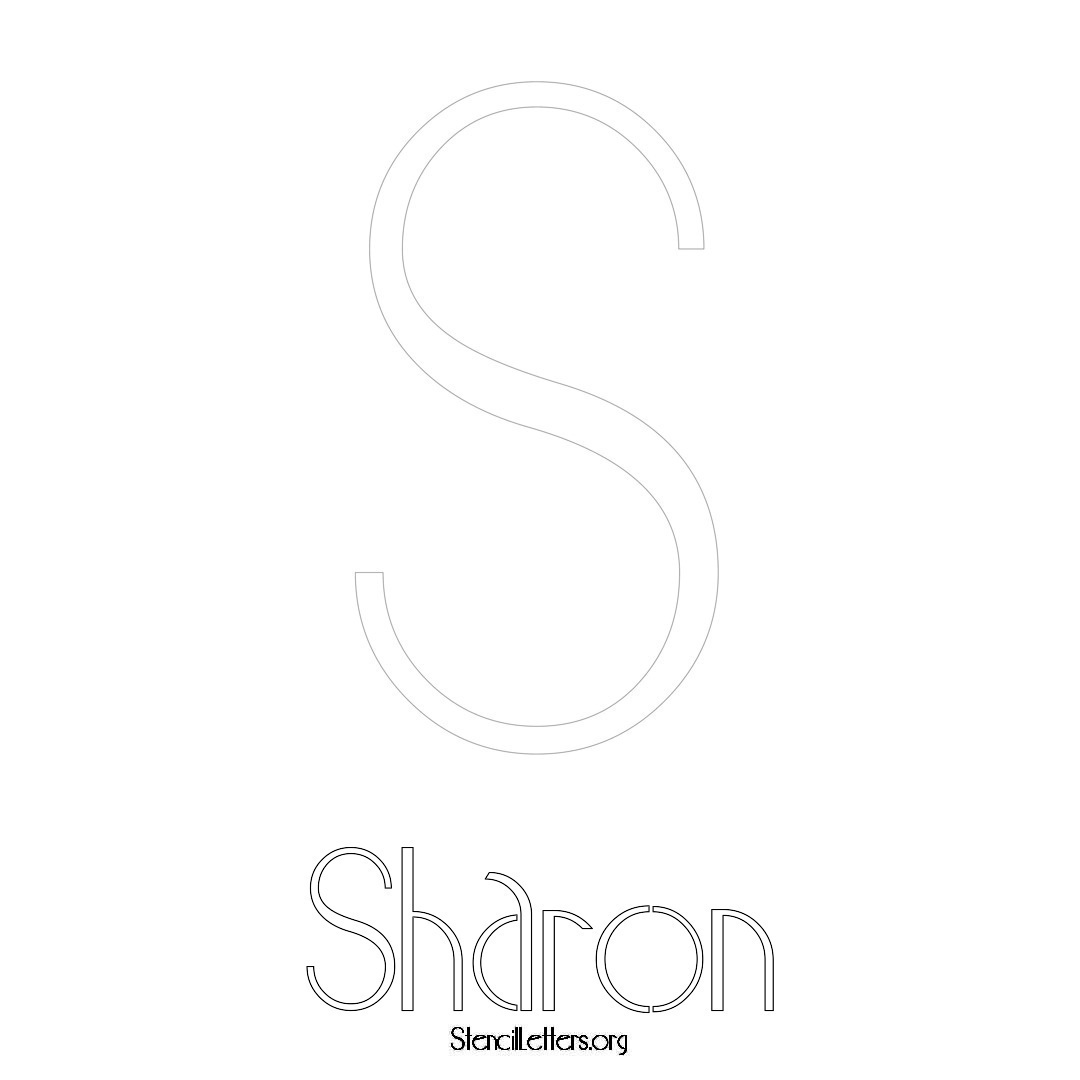 Sharon printable name initial stencil in Art Deco Lettering