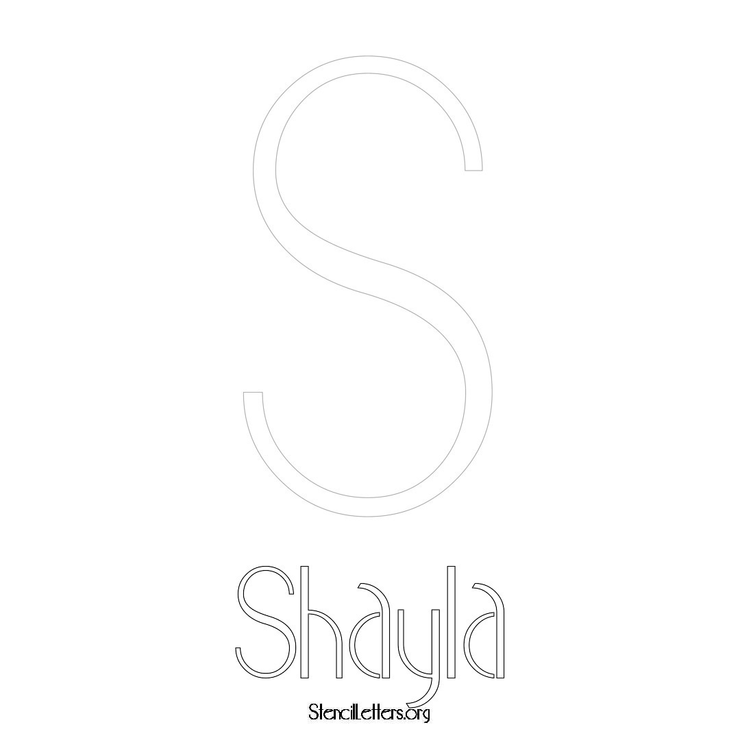 Shayla printable name initial stencil in Art Deco Lettering