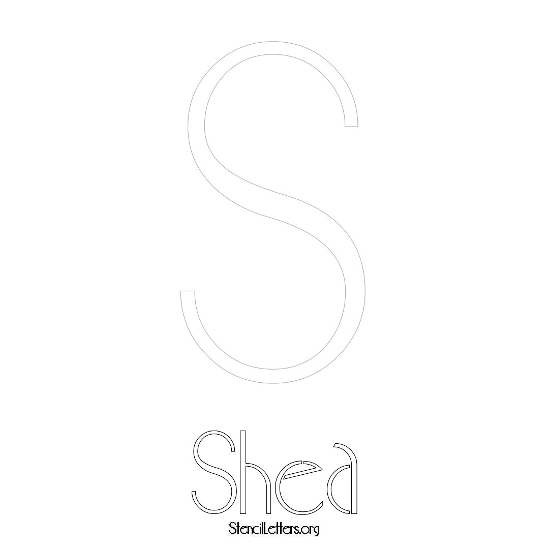 Shea printable name initial stencil in Art Deco Lettering