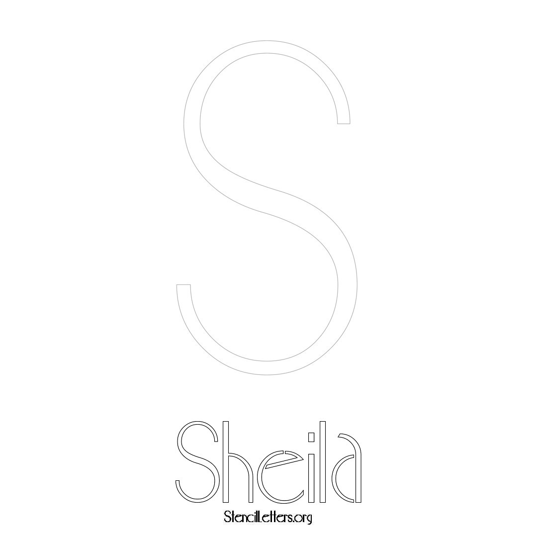 Sheila printable name initial stencil in Art Deco Lettering