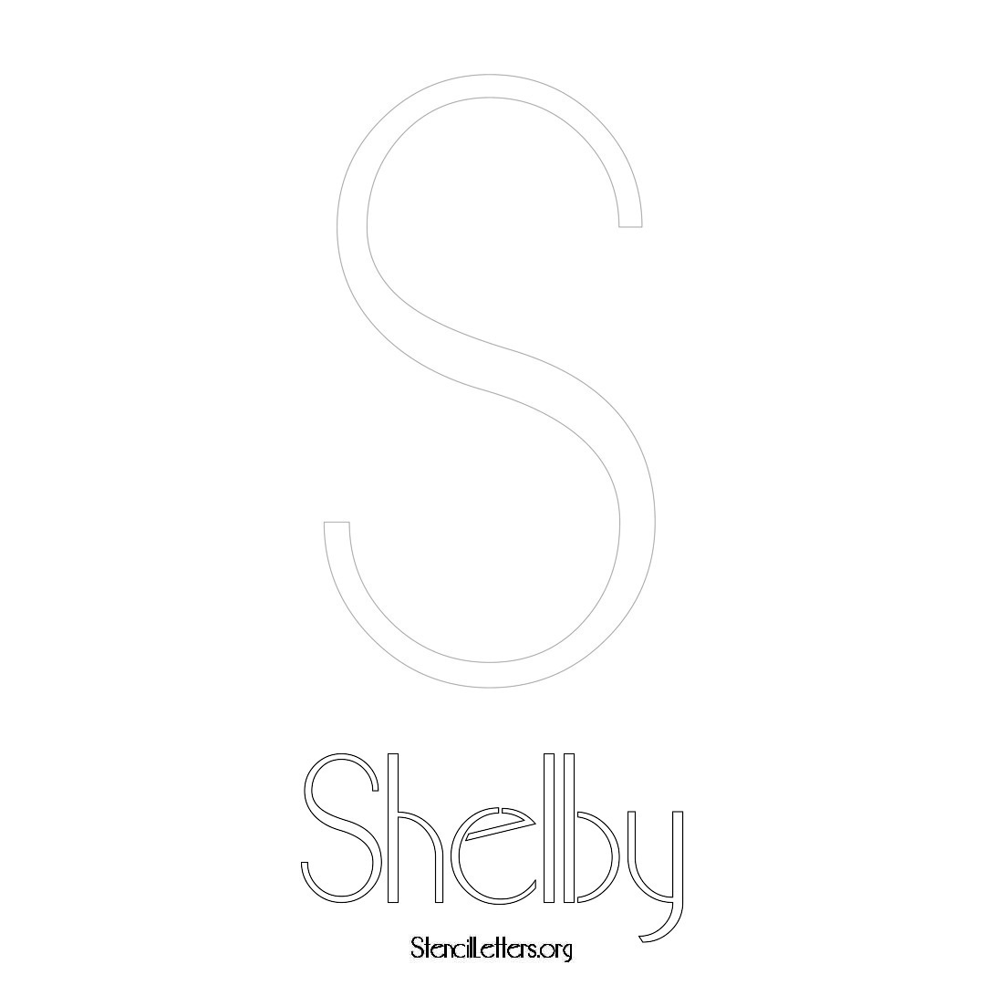 Shelby printable name initial stencil in Art Deco Lettering