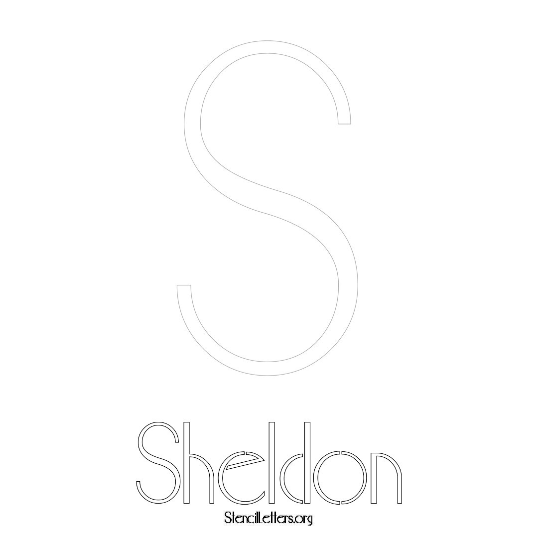 Sheldon printable name initial stencil in Art Deco Lettering