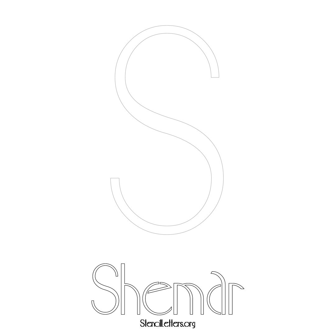 Shemar printable name initial stencil in Art Deco Lettering