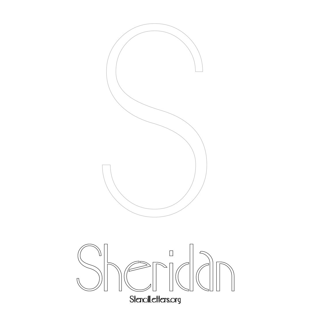 Sheridan printable name initial stencil in Art Deco Lettering