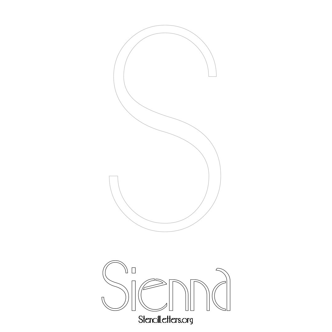 Sienna printable name initial stencil in Art Deco Lettering