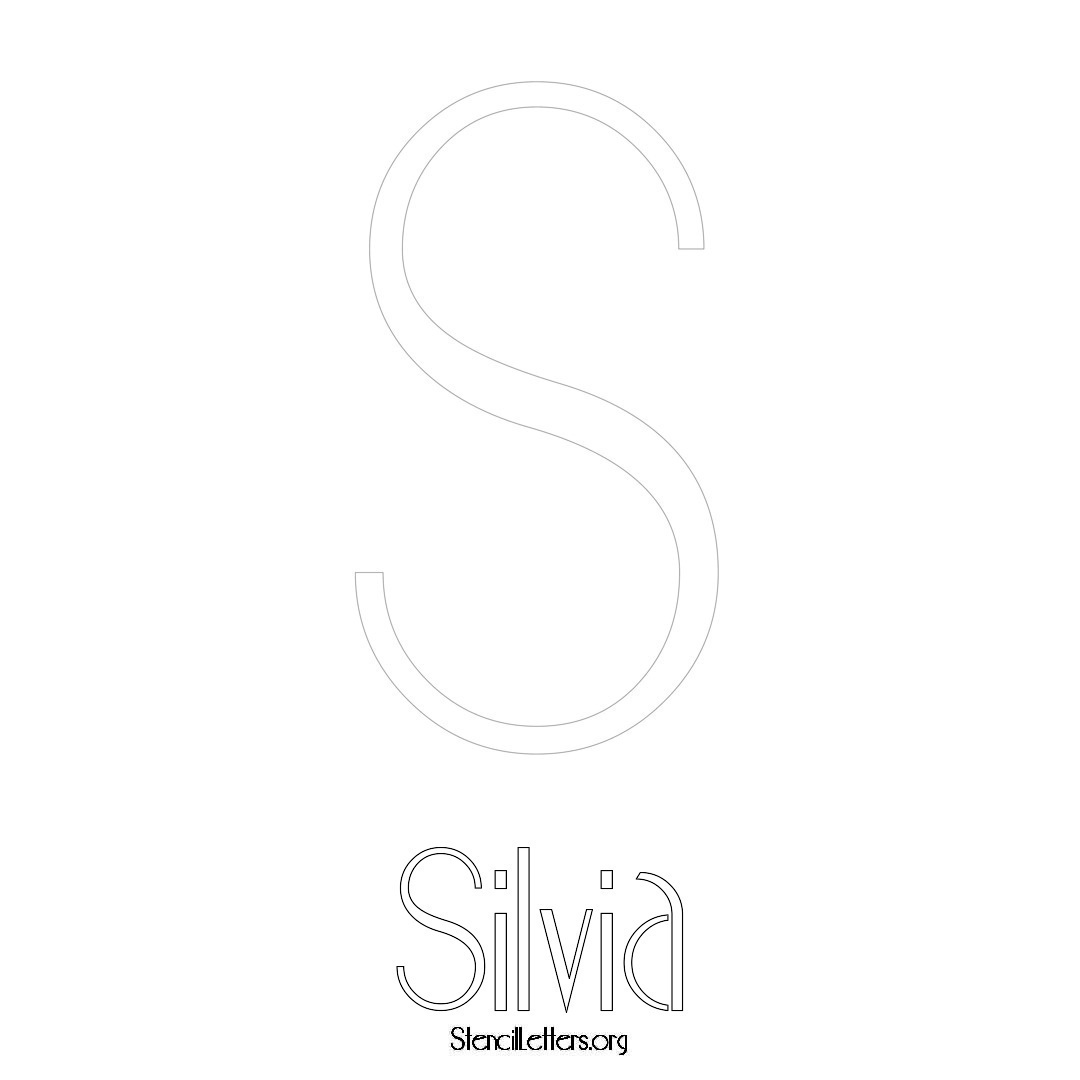 Silvia printable name initial stencil in Art Deco Lettering
