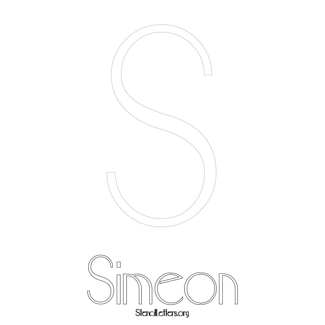 Simeon printable name initial stencil in Art Deco Lettering