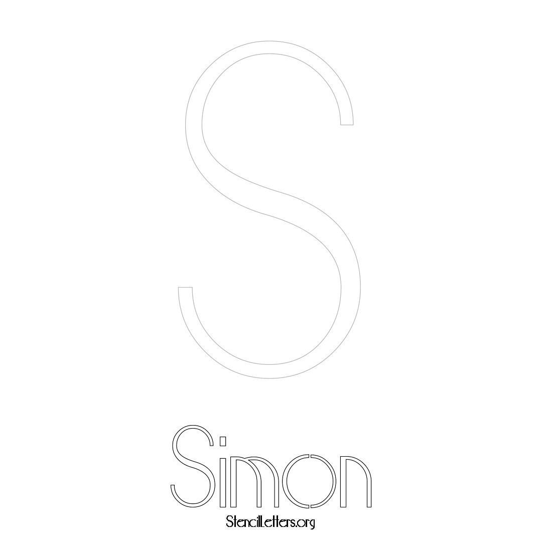 Simon printable name initial stencil in Art Deco Lettering