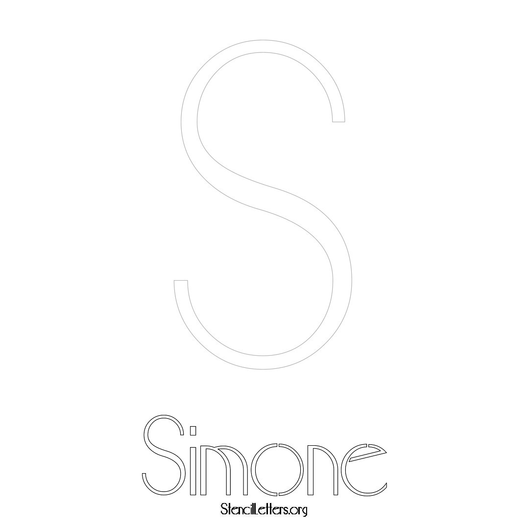 Simone printable name initial stencil in Art Deco Lettering