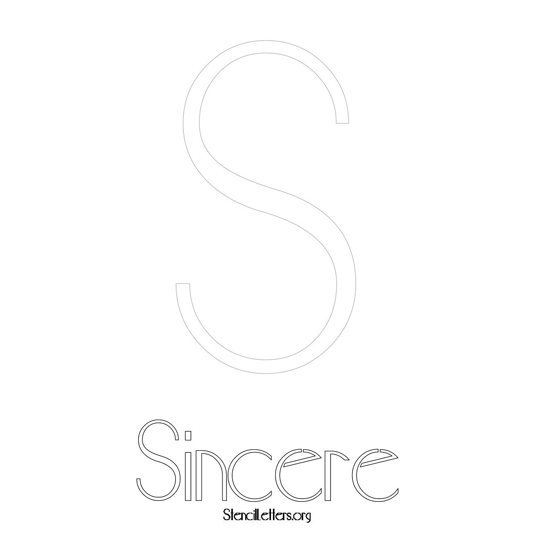 Sincere printable name initial stencil in Art Deco Lettering