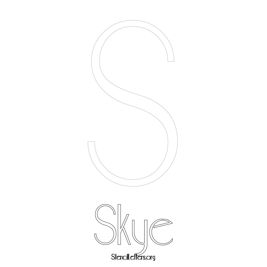 Skye printable name initial stencil in Art Deco Lettering