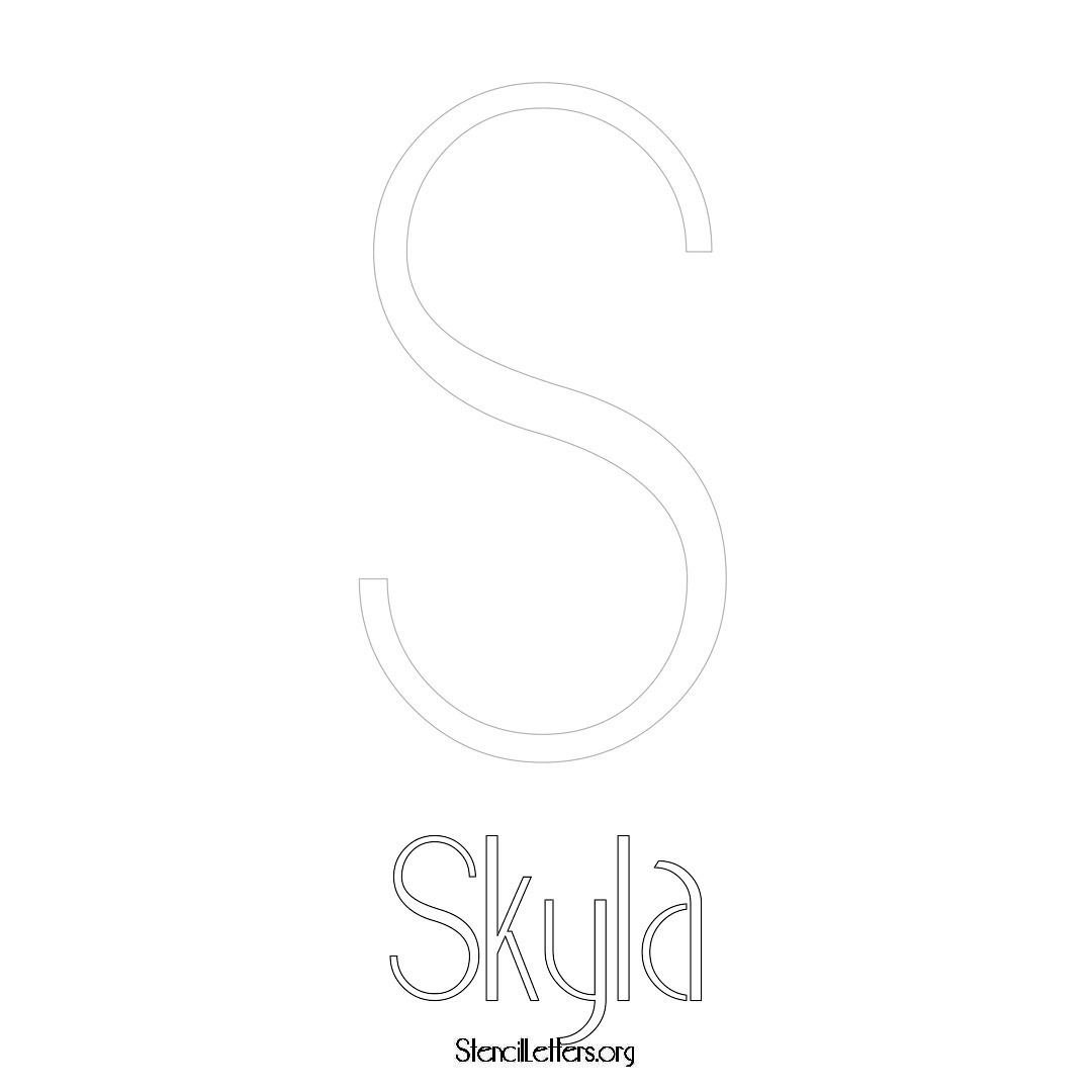 Skyla printable name initial stencil in Art Deco Lettering