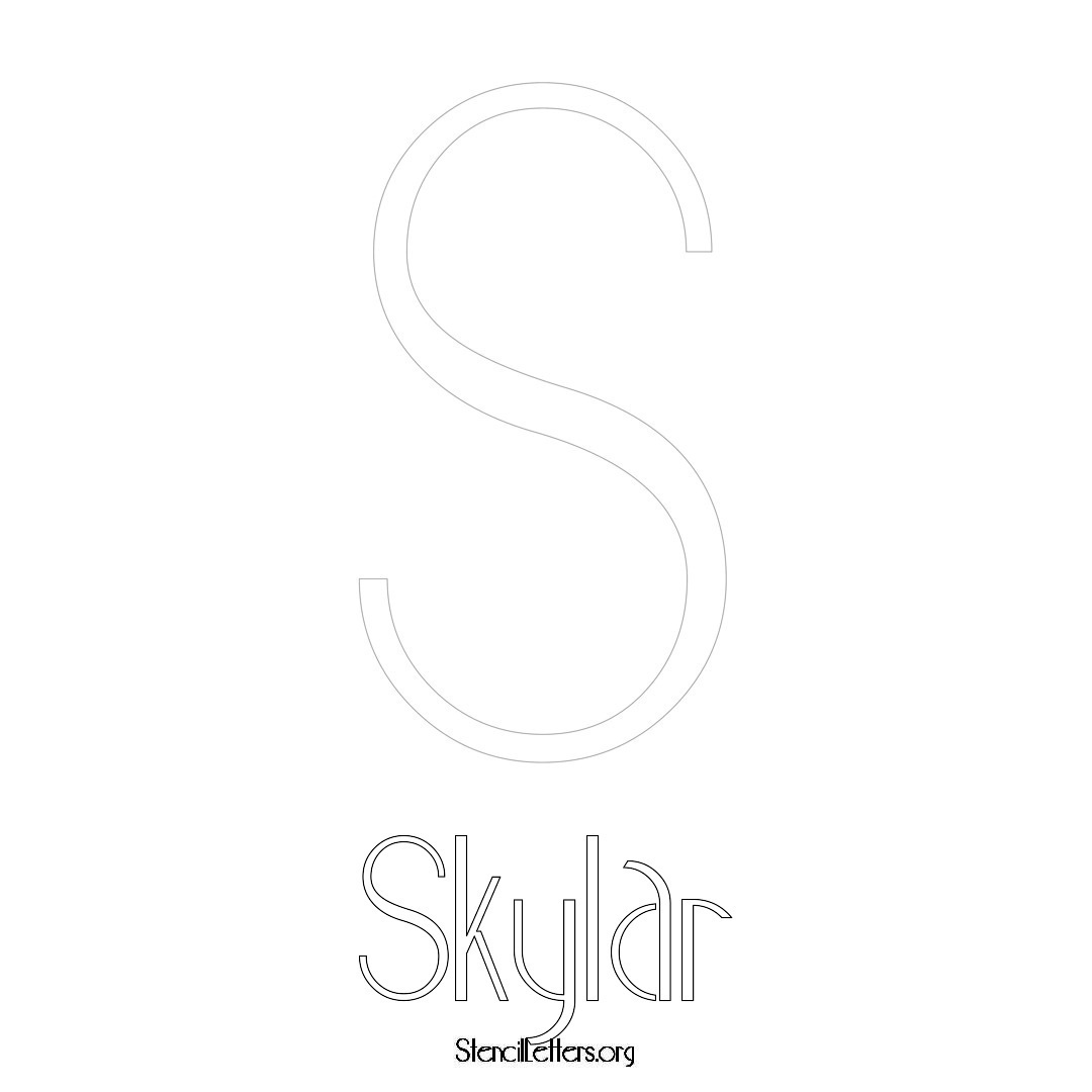 Skylar printable name initial stencil in Art Deco Lettering